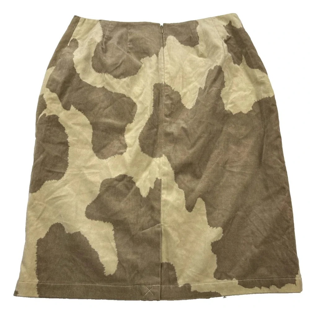 Liz Claiborne Lizsport‎ Skirt Size 14 Faux Suede Cow Camo Patchwork Western Boho